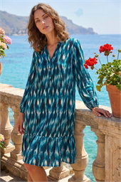 Petite Ikat Print Tiered Hem Dress