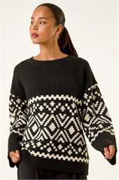 Petite Diamond Geometric Knit Jumper
