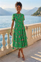 Floral Chiffon Pleated Dress
