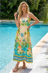 Palm Landscape Midi Dress