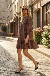 Abstract Print Smock Stretch Dress