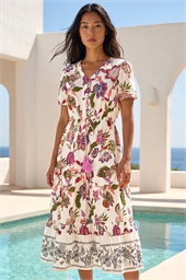 Petite Floral Dobby Print Midi Dress