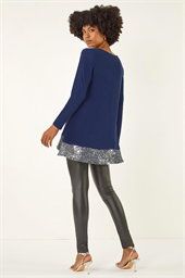 Sequin Hem Tunic Stretch Top