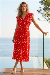 Polka Dot Frill Fit & Flare Dress