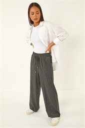 Petite Stripe Wide Leg Stretch Trouser