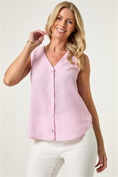 Petite Buttoned Sleeveless Blouse