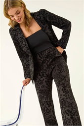 Dusk Floral Flocked Premium Stretch Trousers