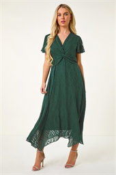 Petite Front Twist Jacquard Dress
