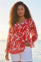 Curve Floral Frill Front Top
