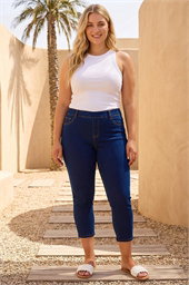 Curve Elastic Waist Cropped Denim Jeggings