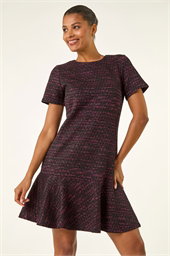 Textured Frill Hem Short Dress