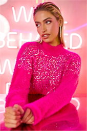 Fluffy Sequin Embellished Jumper
