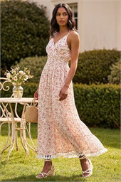 Ditsy Floral Print V-Neck Maxi Dress