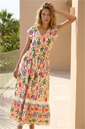 Abstract Button Down Maxi Dress