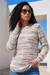Space Dye Curved Hem Knit Jumper