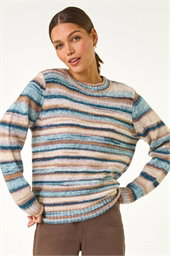 Wool Blend Striped Stretch Jumper