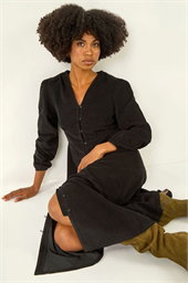 Corduroy Button Down Midi Dress
