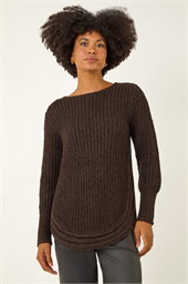 Curved Hem Stitch Knit Jumper