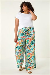Curve Abstract Print Trousers