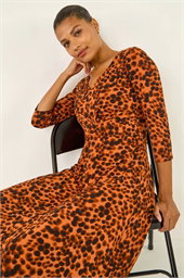 Spot Wrap Bodice Dress