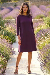 A-Line Pocket Detail Stretch Swing Dress