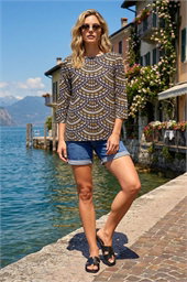 Embellished Leaf Print Top