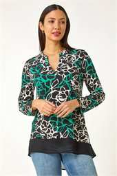 Floral Print Chiffon Hem Top