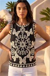 Butterfly Embroidered Vest Top