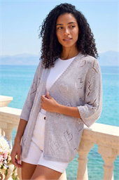 Pointelle Heart Knit Cardigan
