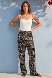 Petite Floral Tapered Linen Blend Trousers