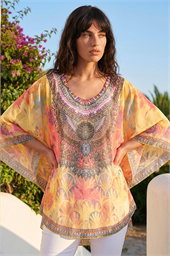 Abstract Embellished Overlay Top