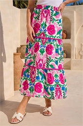 Floral Print Tiered Skirt