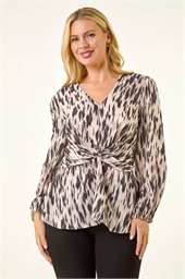 Petite Abstract Twist Front Top