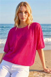 Mesh Bubble Hem Stretch Top
