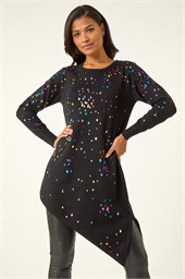 Longline Metallic Spot Asymmetric Jumper