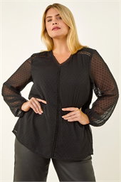 Curve Textured V-Neck Top