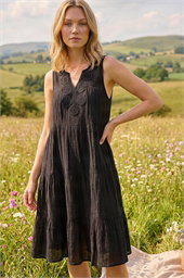 Cotton Trim Detail Smock Dress