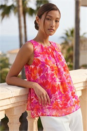 Floral Double Layered Pleated Top