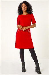 Petite Zip Detail Pocket Shift Dress