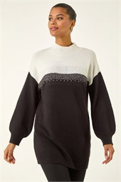 Colour Block Sparkly Longline Jumper