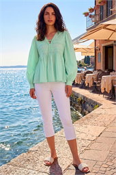 Dusk Cotton Lace Pintuck Top
