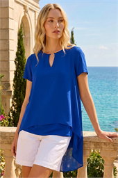Ring Front Chiffon Overlay Top