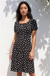 Petite Ditsy Floral Tie Detail Dress