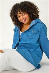 Curve Button Through Denim Shirt