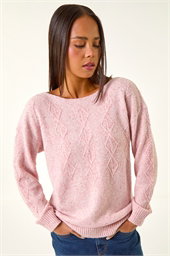 Petite Sequin Cable Knit Jumper