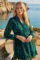 Petite Animal Print Frill Hem Dress