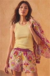 Mixed Print Stretch Shorts