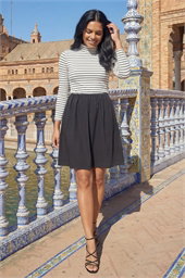 Stripe Print High Neck Smock Dress