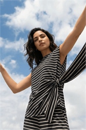 Dusk Stripe Tie Waist Stretch Top