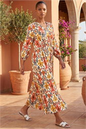 Abstract Print Empire Waist Dress